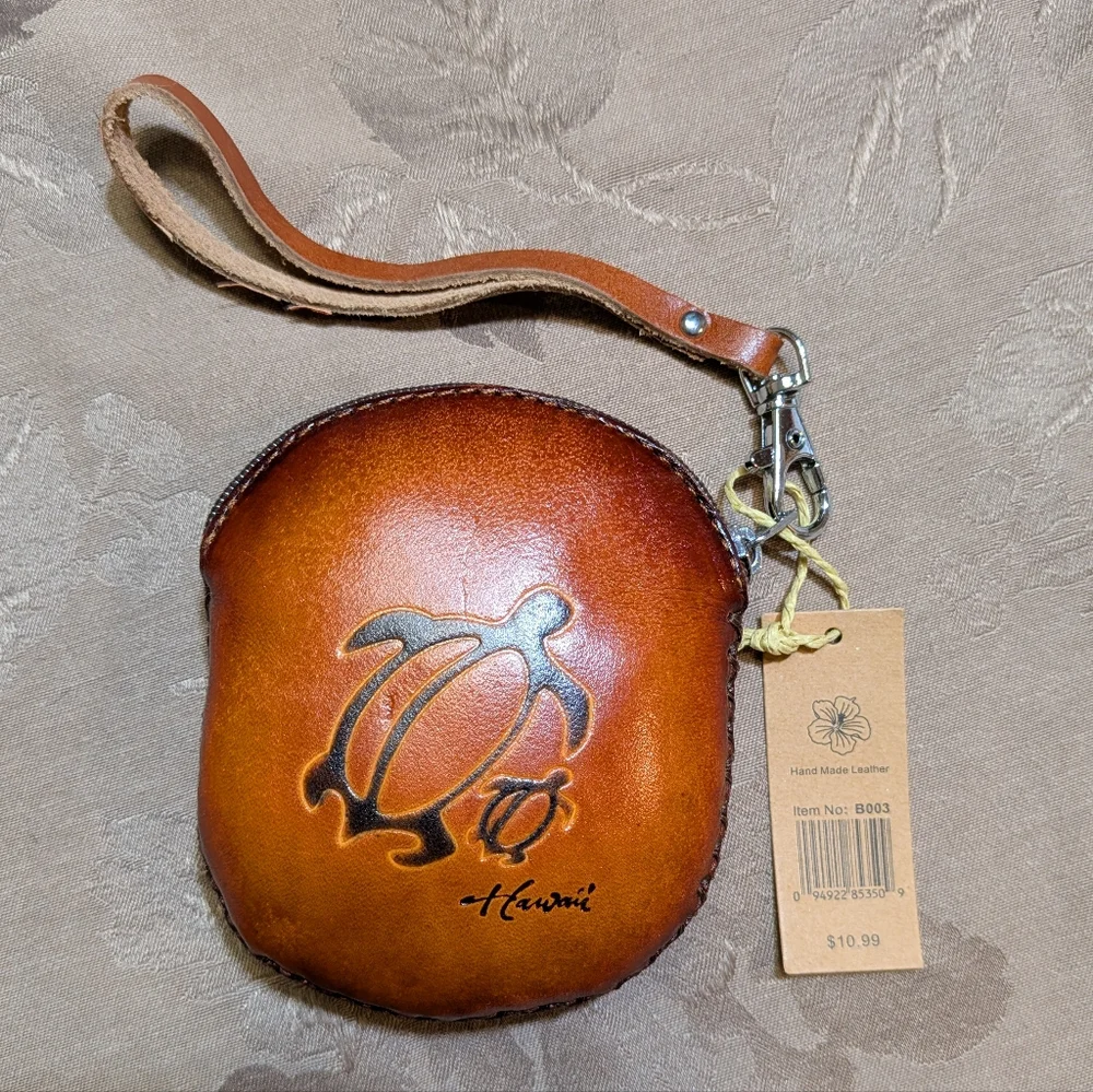 Hawaiian Handmade Turtle Leather Wristlet, NWT! - Picture 2 of 5